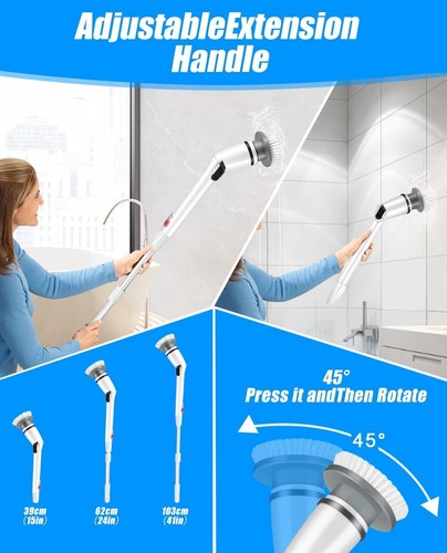 Aztarr Electric Spin Scrubber Cordless Shower Cleaner Bathroom Cleaning Brush - Picture 10 of 10