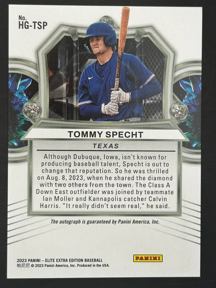 2023 Panini Elite Extra Edition - Hidden Gems Tommy Specht #HG-TSP Blue (AU, RC) - Image 2 of 2