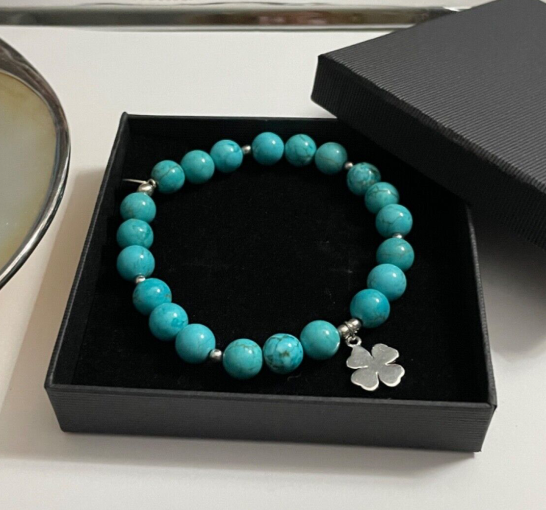 Loma Jewellery Turquoise Sterling Silver Clover Bracelet UK