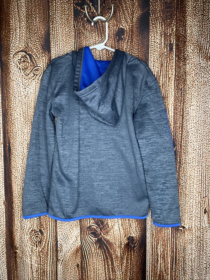 Under Armour Youth Size 7 Gray Blue Lined Zip Up Hoodie Sweatshirt Jacket EUC - Image 3 of 3