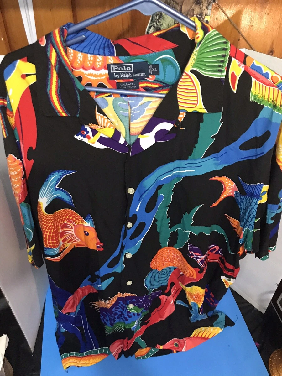 Vintage Men's Polo Ralph Lauren Caldwell Shirt Sz L GUC Sealife