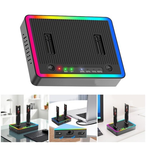 Toolless M.2 Docking Station with Double Bay NVMe Solid Disk Reader USB3.2 - Afbeelding 2 van 8