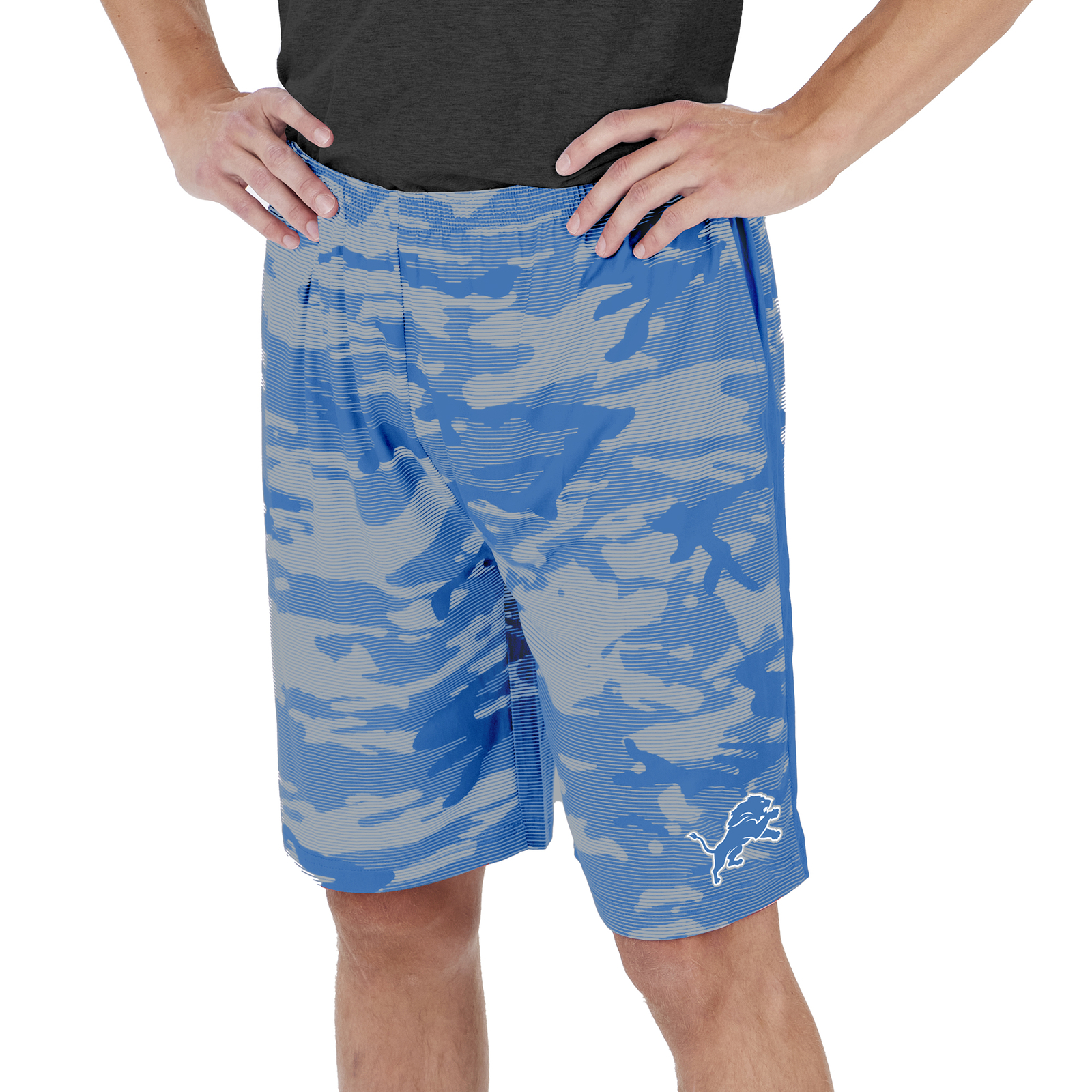 Легкие камуфляжные шорты Zubaz Mens NFL Detroit Lions Lines с логотипом
