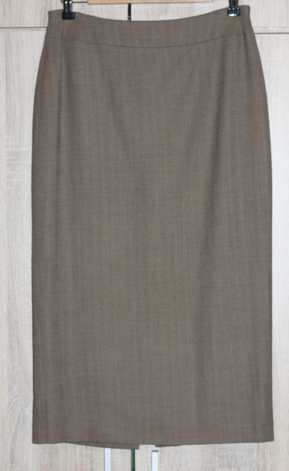 ril's Wool Beige Gray Herringbone Pattern Midi Sk… - image 1