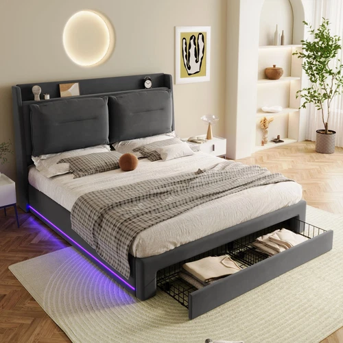 Double Hydraulic Bed 135*190(4ft6) 2-in-1 Storage Drawers at The End of The Bed - Picture 7 of 28