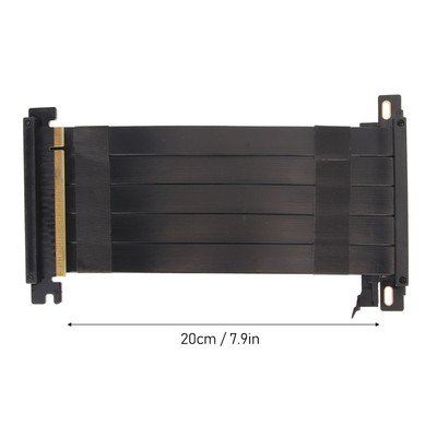 Black 20cm/7.9in PCIE 4.0 X16 Riser Cable High Speed Flexible Double Sided 180°