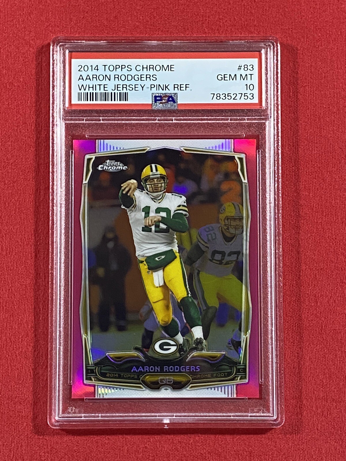 AARON RODGERS 2014 Topps Chrome #83 PINK #/399 Refractor PSA 10 PACKERS QB JETS