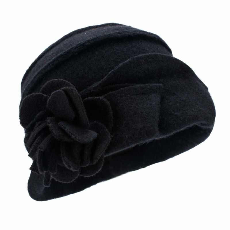Lawliet – Béret D'hiver Pour Femmes, Style GATSBY 1920s Solide Deux Fleurs Bonnet En Laine Seau Crochet A285 32468180069