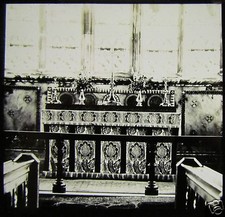 Glas Magic Lantern Slide COLESHILL CHURCH INTERIOR NO1 C1910 ENGLAND BIRMINGHAM