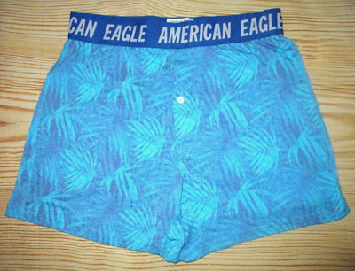 MENS AMERICAN EAGLE ULTRA SOFT LEAF PRINT BLUE BOXER SHORTS SIZE XL (40/42)