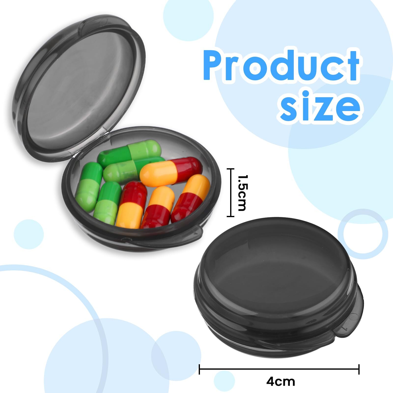 5PCS Small Pill Box,Travel Round Pill Case,Portable Pill Container Holder