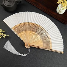 HandHeld Silk Folding Fan with Bamboo Frames 8.66" 22cm Chinese/Japanese Sty...
