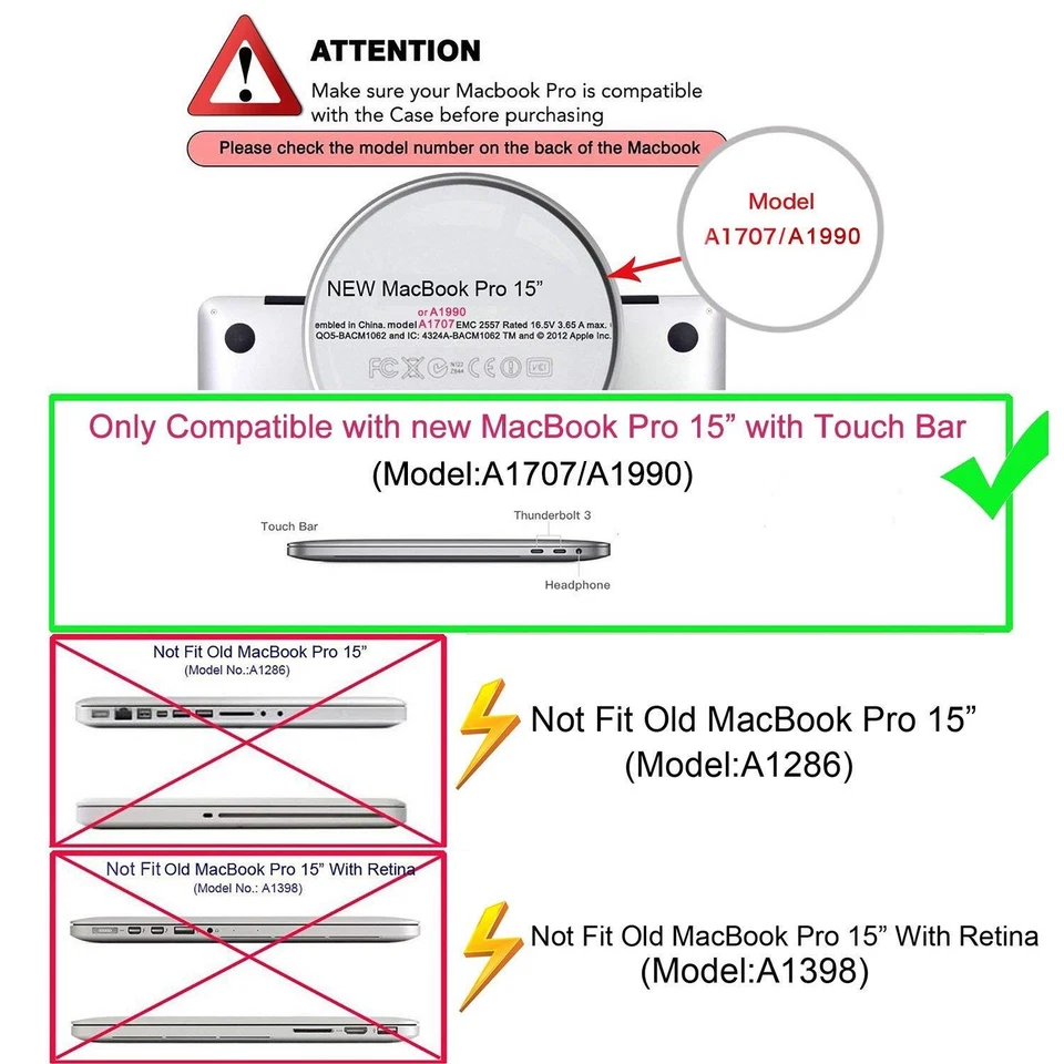 Mosiso 2018 Colorful Plastic Case Cover for Macbook Pro 15 touch bar A1707 A1990 - Image 2 of 3
