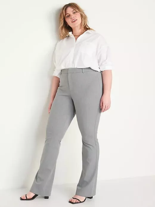 Old Navy High-Waisted Pixie Flare Pants Size 14 Petite- Light Heather Gray-  NWOT