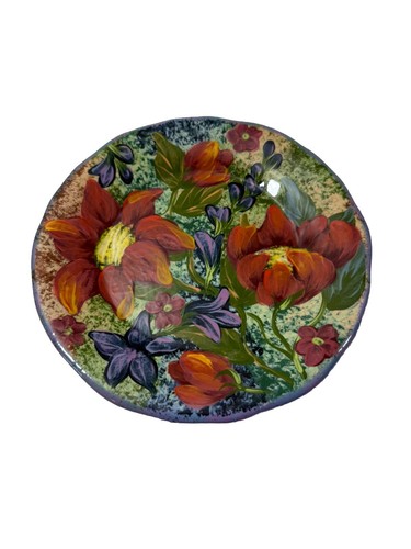 Lesal Ceramics Signed Plate 8.75" Spring Handpainted Lisa Lindberg Vintage - Picture 4 of 5