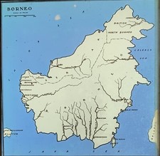 Magic Lantern Glass Slide map of Borneo Southeast Asia Island Missions Training