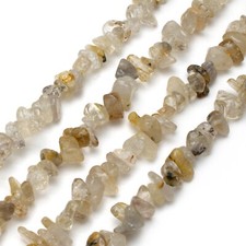 Natural Gold Rutilated Quartz Chip Beads 32” Strand 5~8mm Jewelry Making 