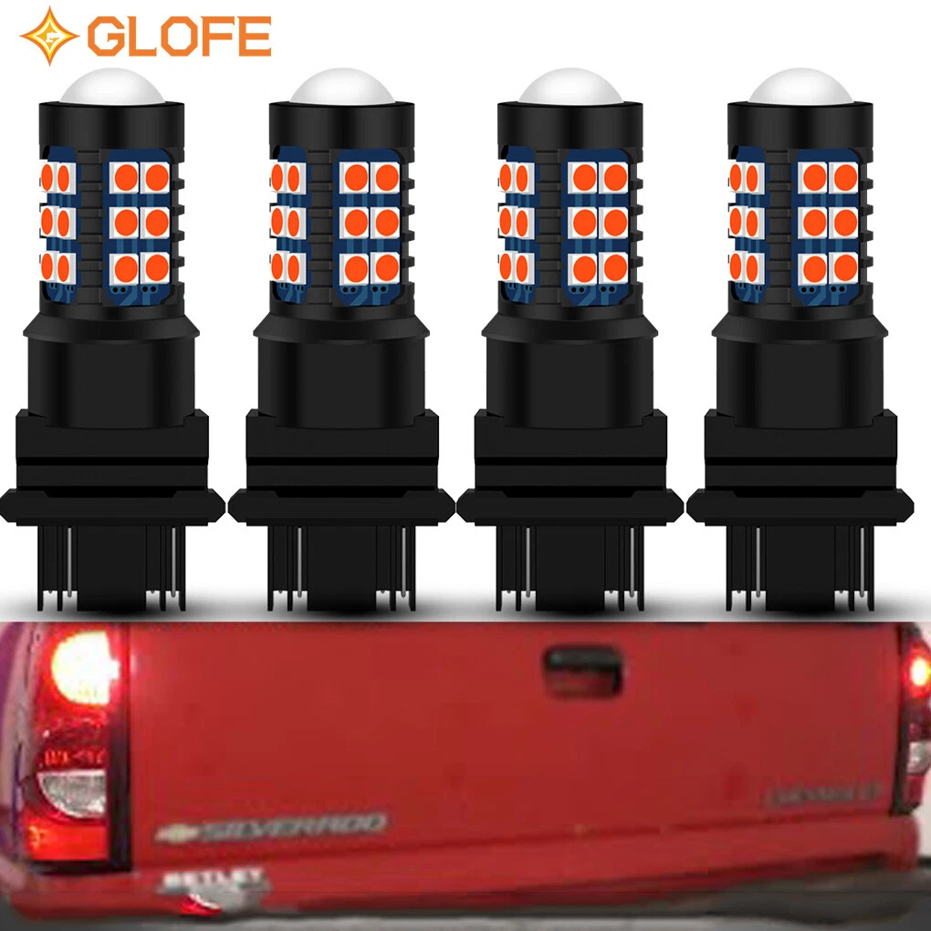 4Pcs LED Brake Stop Tail Light Bulbs 3157 Red for Chevy Silverado