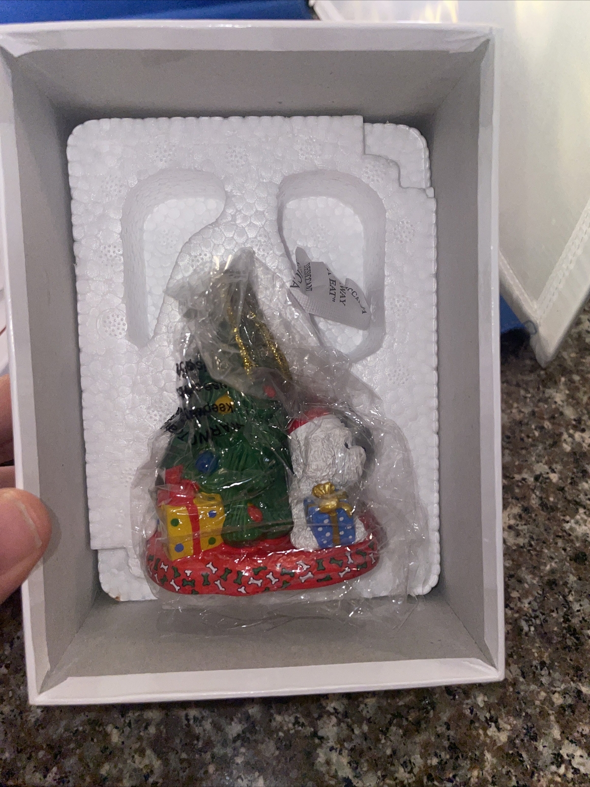 Danbury Mint 2014 Bichon Frise Ornament Waiting For Santa,Dog W/ Xmas