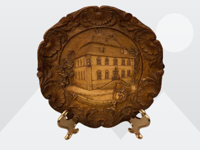 Vintage German 3-D Wood Like Resin Embossed Ramstein Germany 9'' Wall Plate
