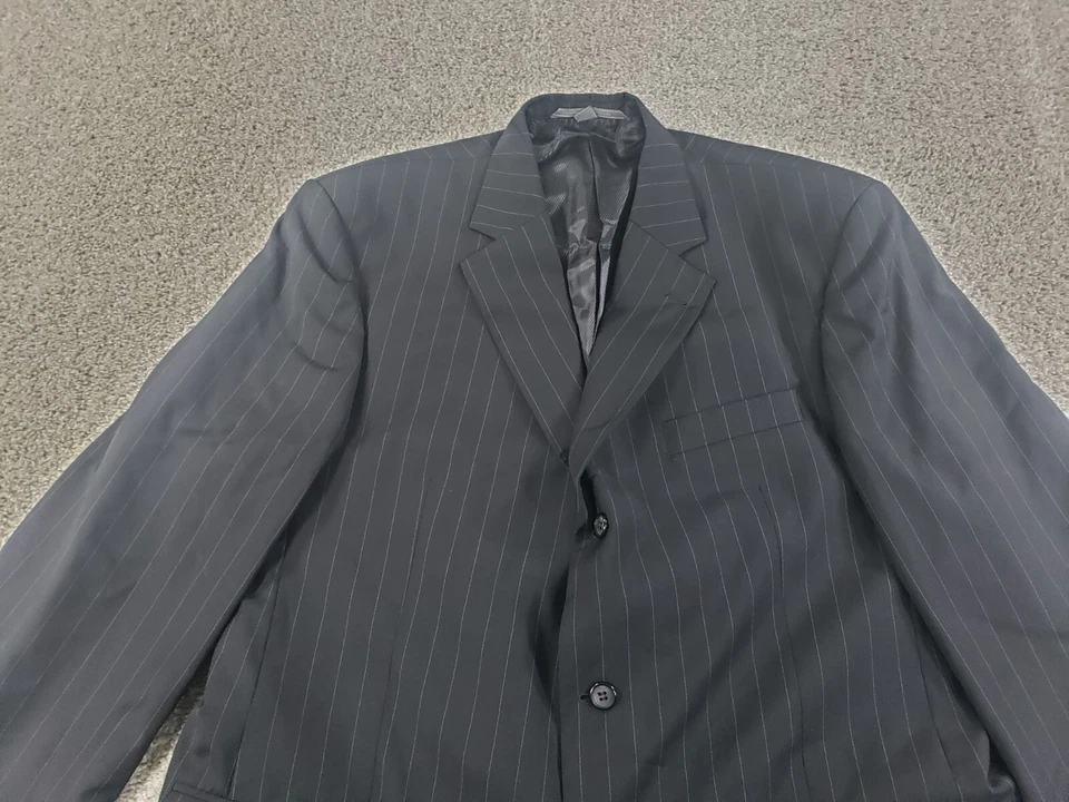 Abrigo Blazer Deportivo Giorgio Cosani Para Hombres 46L Negro Lana Rayas Super 120s Foto 2 de 4