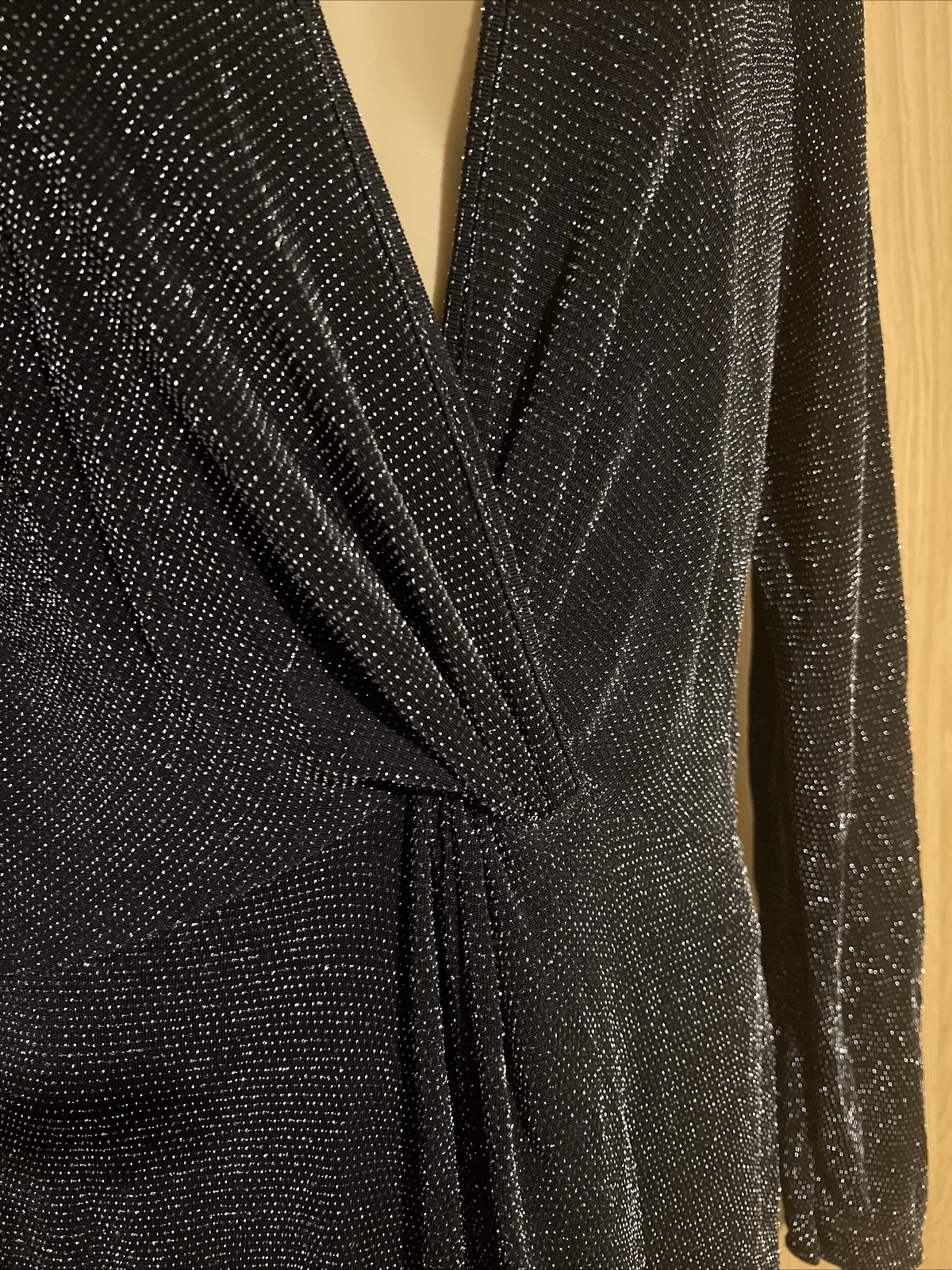 Women’s Black Sparkly Evening Party Dress Size 12/14 Wrap Style Maxi eBay