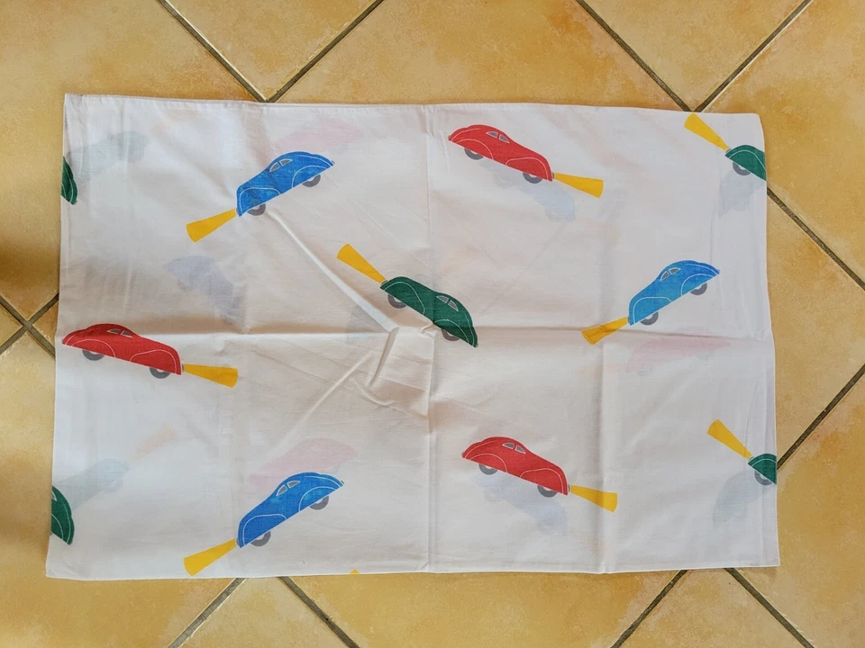 VINTAGE HOUSSE DE COUETTE + TAIE OREILLER VOITURE LIT ENFANT GARÇON  - Photo 3/4