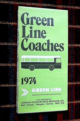 LONDON TRANSPORT GREEN LINE COACHES COACH BUS MAP 1974 374/LC1077s/1,100M