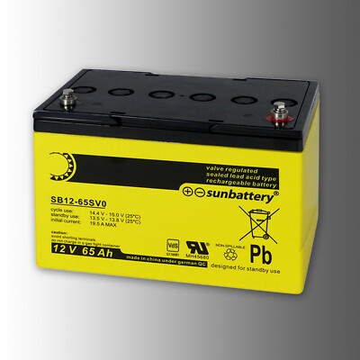 SUN Battery Blei Vlies Akku SB12-65S 12V 65Ah ''VdS Longlife V0-Ausführung FR''