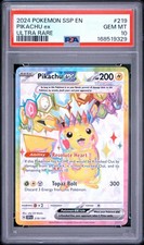 2024 Pokemon PSA 10 Pikachu ex carta ultra rara scintille spurgenti 219/191