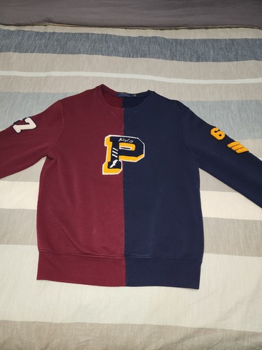 Vintage Polo Ralph Lauren Herren Small P 67 Varsity Sweatshirt mit Rundhalsausschnitt Colorblock - Bild 1 von 13