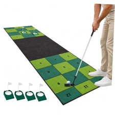 Golf Putting Mat: Indoor Putting Green with 4 Cups 9ft x 2.5ft Green Black