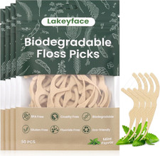 200 Count Biodegradable Dental Floss Picks, Eco Friendly Plant-Based Tooth Floss