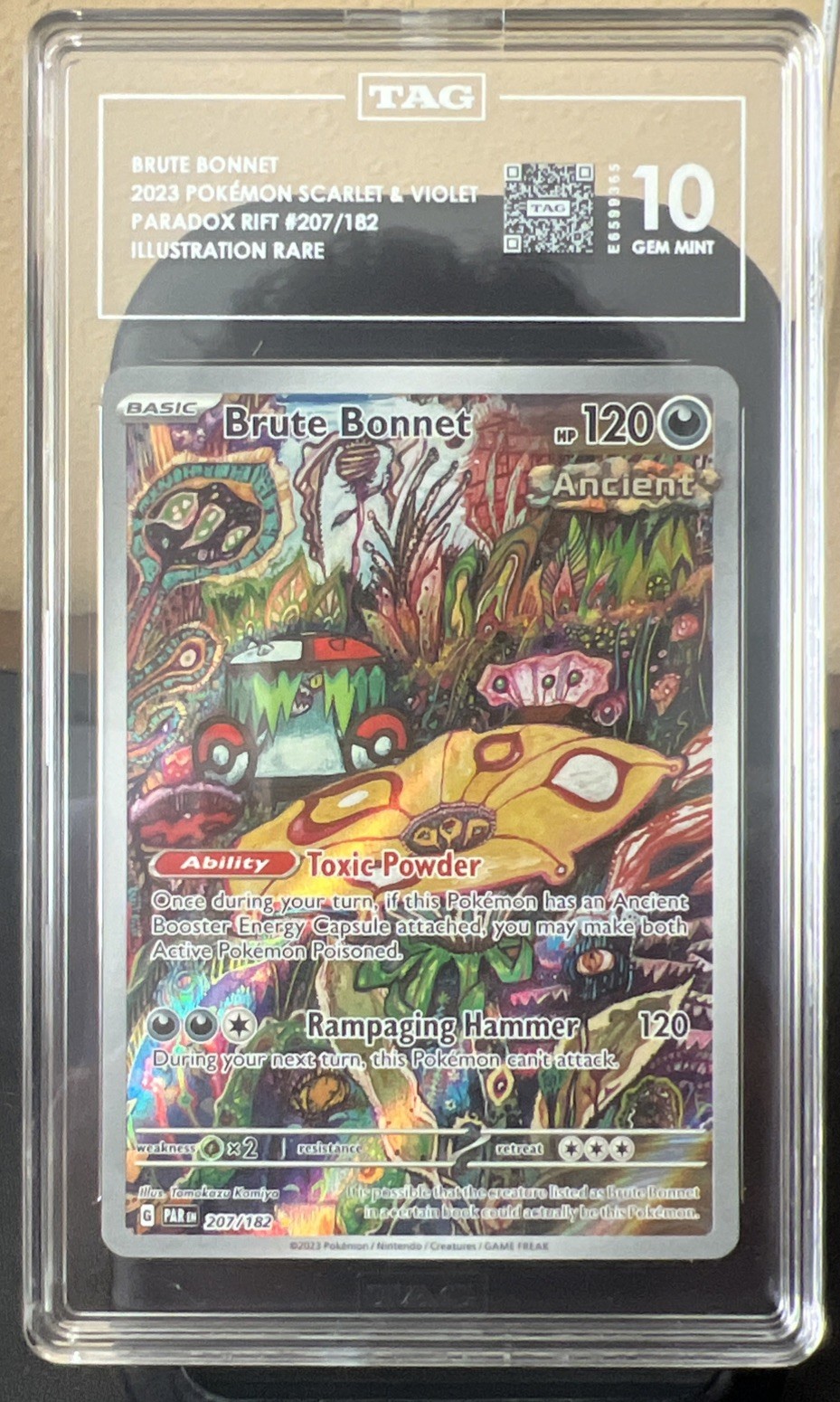 TAG 10 GEM Mint Brute Bonnet 207/182 Illustration Rare - Pokémon PAR SV04