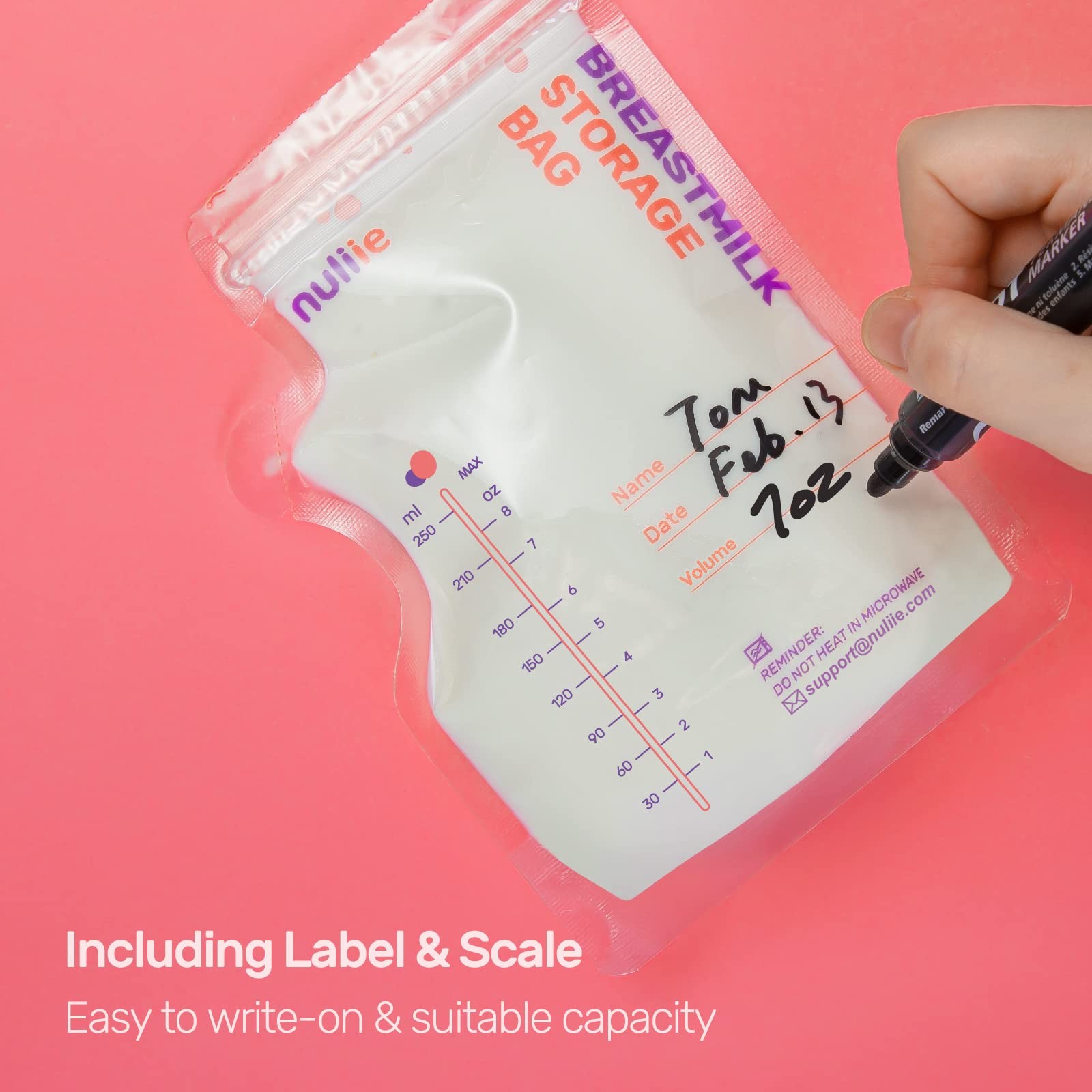 Nuliie 120 Pcs Breastmilk Storage Bags, 8 OZ Breast Milk Storing Bags, BPA-F...