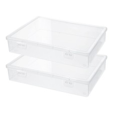 2 Pcs Clear Plastic Storage Box with Flap Lid, Multipurpose Craft Organizers ...