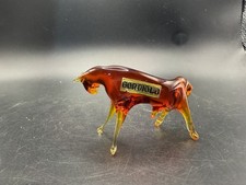 Vintage Gordiola Amber Art Glass Charging Bull Figurine Mallorca Spain 4"