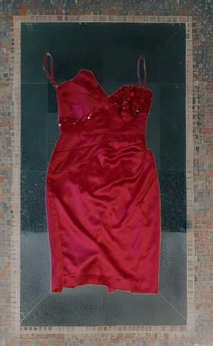Jane Norman Bejewelled Ruched Bodycon Dress Size 10 Pinky Red Strapless Short - Picture 1 of 16