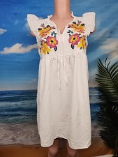 Nwt Cupshe Womens Swim Cover Up Shirt Dress Small White Yellow Pink Embroidered