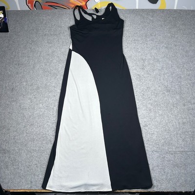 Cheap and Chic by Moschino Dress Women Black White Colorblock Maxi Vintage Italy