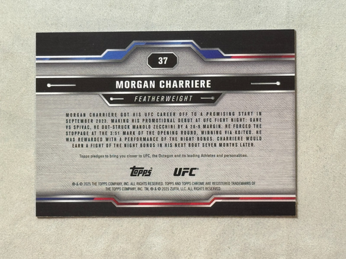 Morgan Charriere Rookie RC #37 2025 Topps cromo UFC rojo y azul refractor - Imagen 2 de 2