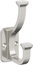 Alder Double Prong Decorative Wall Hook in Satin Nickel for Versatile Use