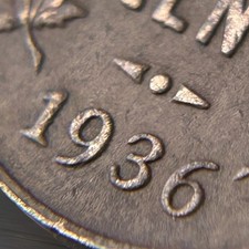 Extremely Rare DOT 1936 Dot Cent Canada, 1936 King George V Dot Cent Circulated