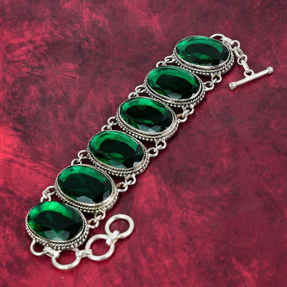 Chrome Diopside Gemstone Handmade 925 Sterling Silver Jewelry Bracelet For Gifts - Image 3 of 4