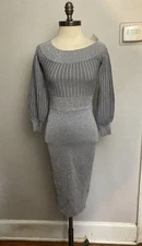 New York & Company Silver Sweater dress XS NEW NWT sheath Midi