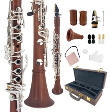 New Advanced E Flat Clarinet with Silver Keys and 2 Barrels Hard Case Care Kit