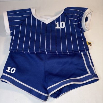 BAB Build A Bear Clothing Blue White Striped Soccer Uniform Jersey Shorts #10