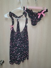 Rare Victoria's Secret Floral Semi Sheer 2-Piece Lingerie Set Size Large NWT