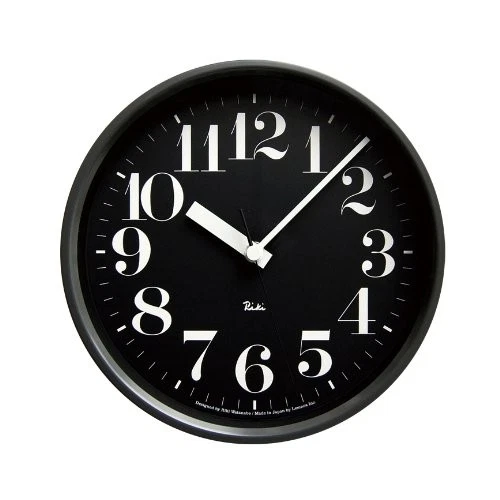 Lemnos RIKI STEEL CLOCK Black WR08-25 BK Wall Clock Japan