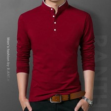 Men's Fashion Long sleeved POLO Shirt Breathable Top